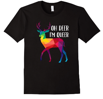 T Shirt Short Sleeve Black Oh Deer I'm Queer