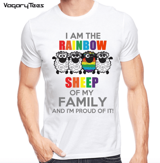 T Shirt Kurzarm Weiss I Am The Rainbow Sheep Of My Family And I'm Proud Of It