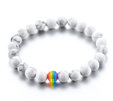 Steinarmband In Weiss Mit Regenbogenstein