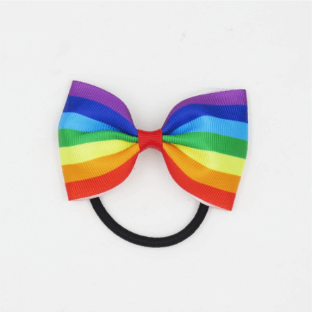 Rainbow Bow Tie With Hair Tie