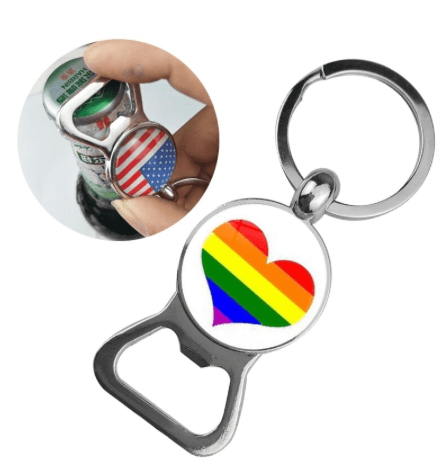 Bottle opener with rainbow heart