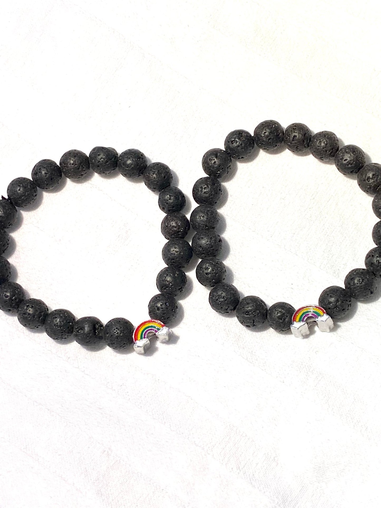 Steinarmband In Schwarz Mit Regenbogen