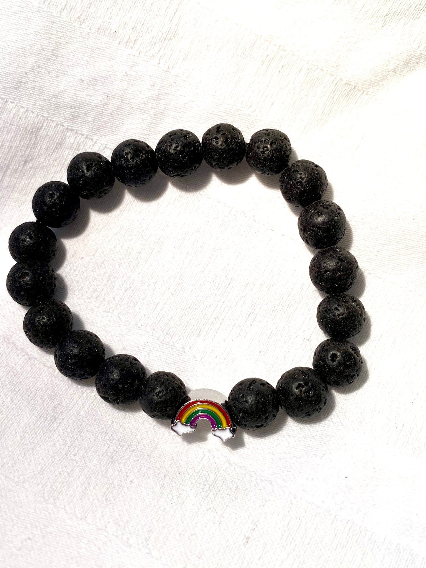 Steinarmband In Schwarz Mit Regenbogen