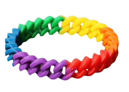 Rainbow Bracelet Narrow Curled Made of Silicone