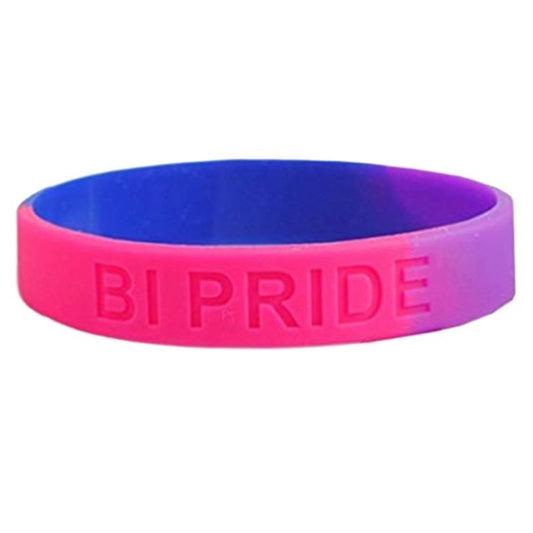 Rainbow Bracelet Narrow Bisexual And Made Of Silicone Lettering Bi Pride