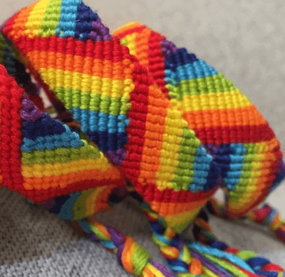 Diagonal knotted rainbow bracelet