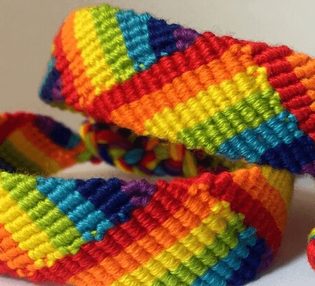 Diagonal knotted rainbow bracelet