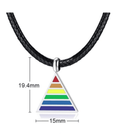 Necklace with pyramid pendant in rainbow colors