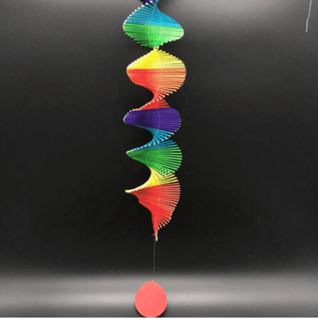 Rainbow colored wooden wind chime