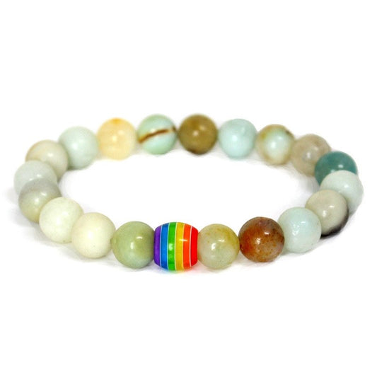 Stone bracelet mix light with rainbow stone