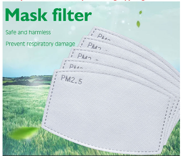 Filter pads for mouth mask black with rainbow heart and rainbow (rectangular filter pads)