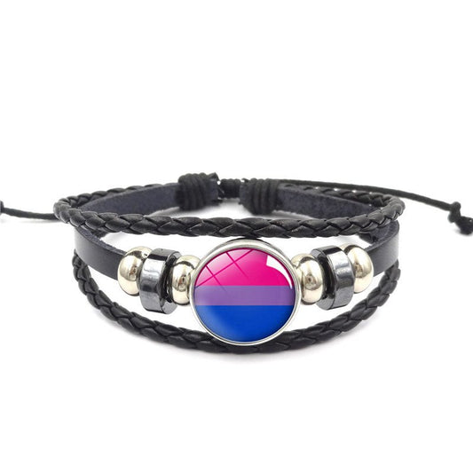 Leather Bracelet With Removable Button Bisexual