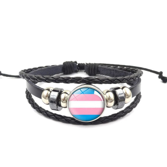 Leather Bracelet With Removable Button Transgender