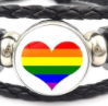 Bracelet En Cuir Avec Bouton Amovible Coeur Arc-en-ciel