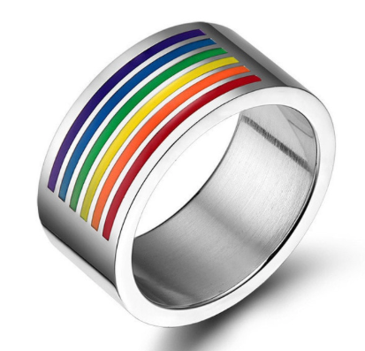 Silberner Ring Mit Regenbogenstreifen