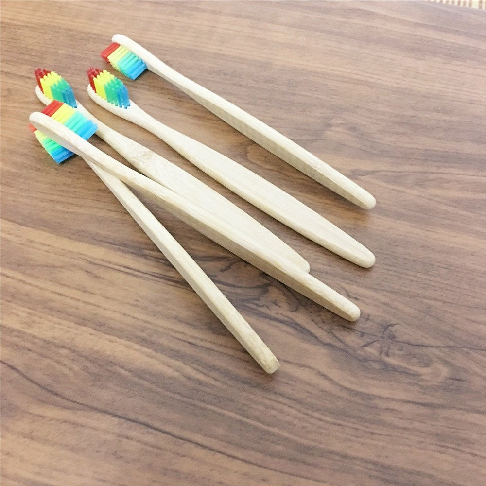 Ecological Bamboo Toothbrush With Rainbow Bristles