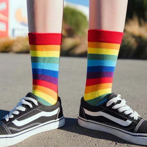 Socken im Regenbogendesign