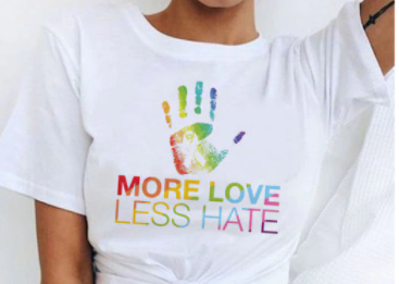 T Shirt Kurzarm Weiss More Love Less Hate