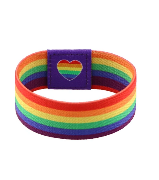 Armband elastisch mit Herz - Regenbogen