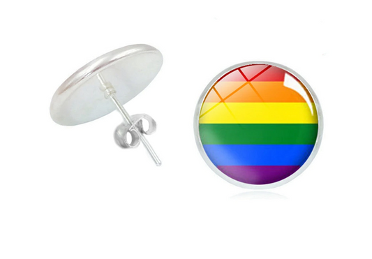 Rainbow ear studs round "Rainbow" (1 pair)