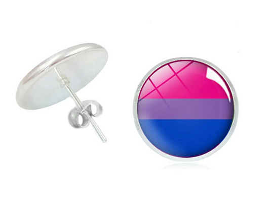 Rainbow stud earrings round "Bisexual" (1 pair)