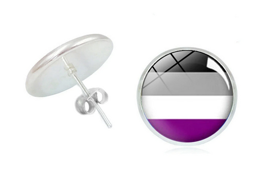 Rainbow stud earrings round "Asexual" (1 pair)