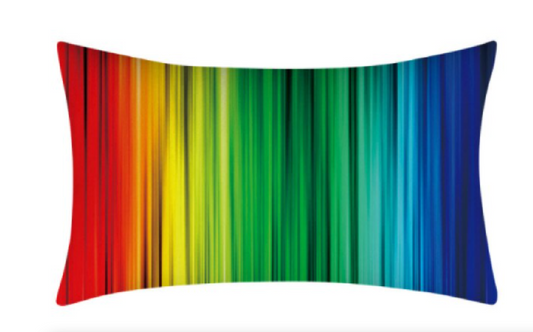 Housse de coussin couleurs arc-en-ciel imprimée sur une face