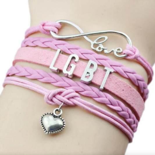 Bracelet en cuir ludique LGBT en rose