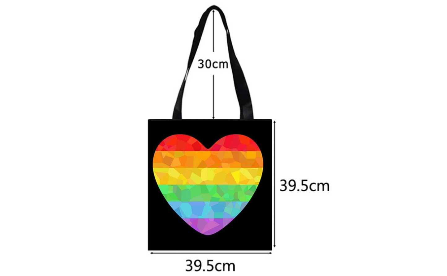 Tasche schwarz mit Regenbogenherz