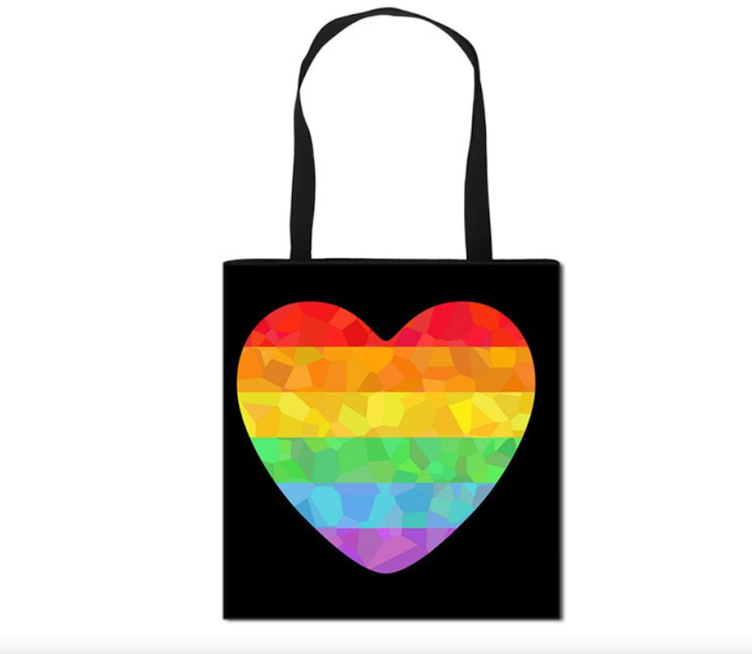 Tasche schwarz mit Regenbogenherz