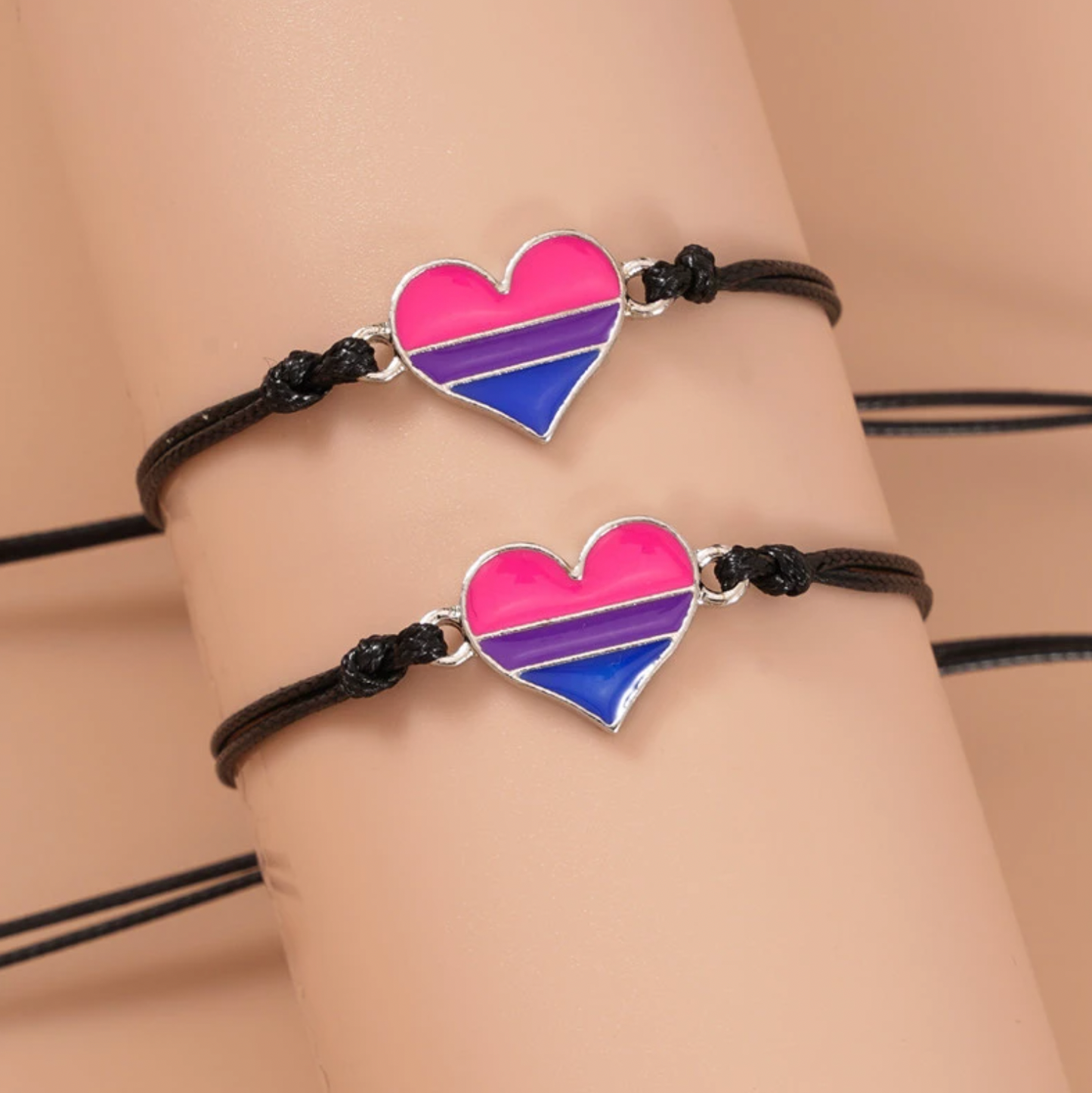 Fine Bracelet Bisexual Heart 1 set of 2 pieces