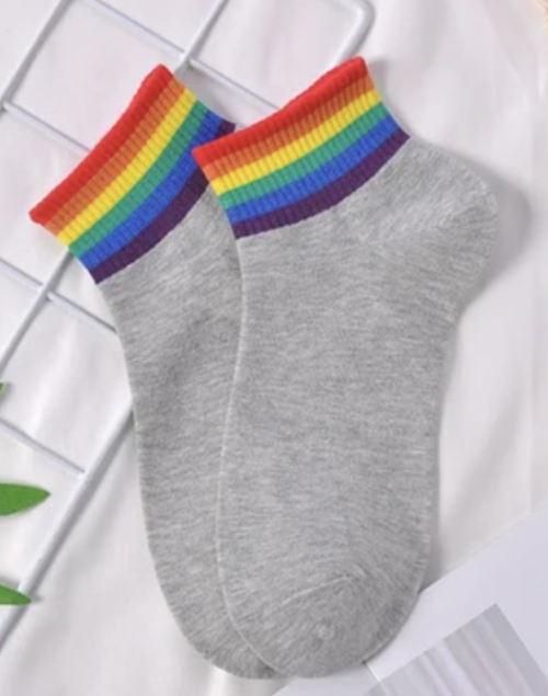 Sneaker socks white, grey or black with rainbow stripes