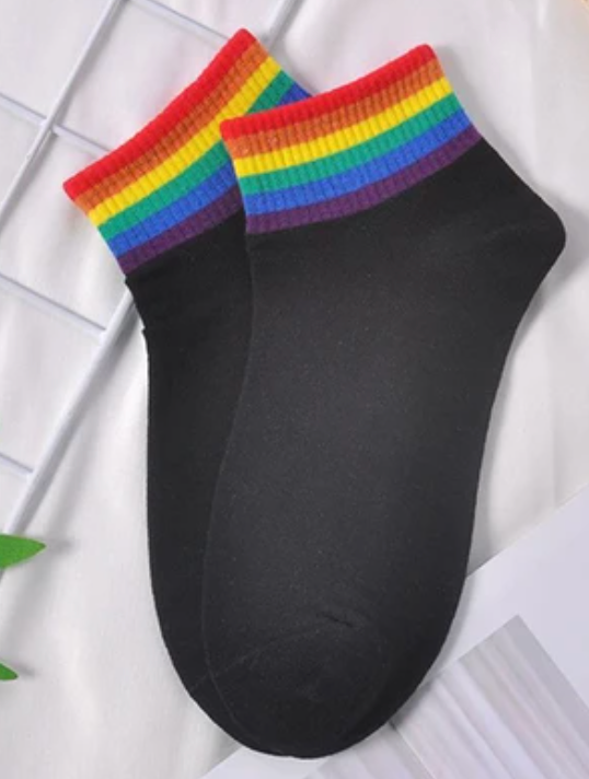 Sneaker socks white, grey or black with rainbow stripes