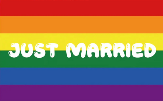 Rainbow flag "JUST MARRIED"